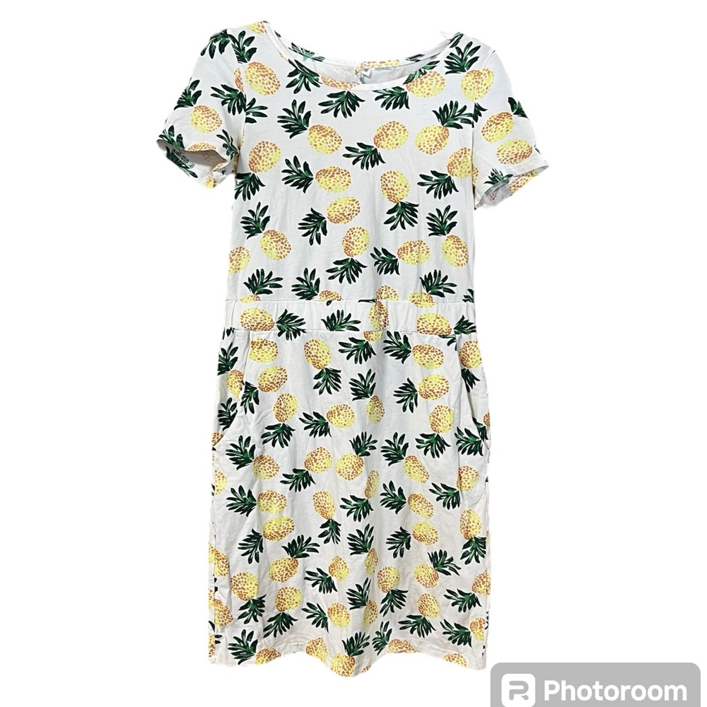 T-Shirt Dress Journey Five White Knit Pineapple Elastic Waist